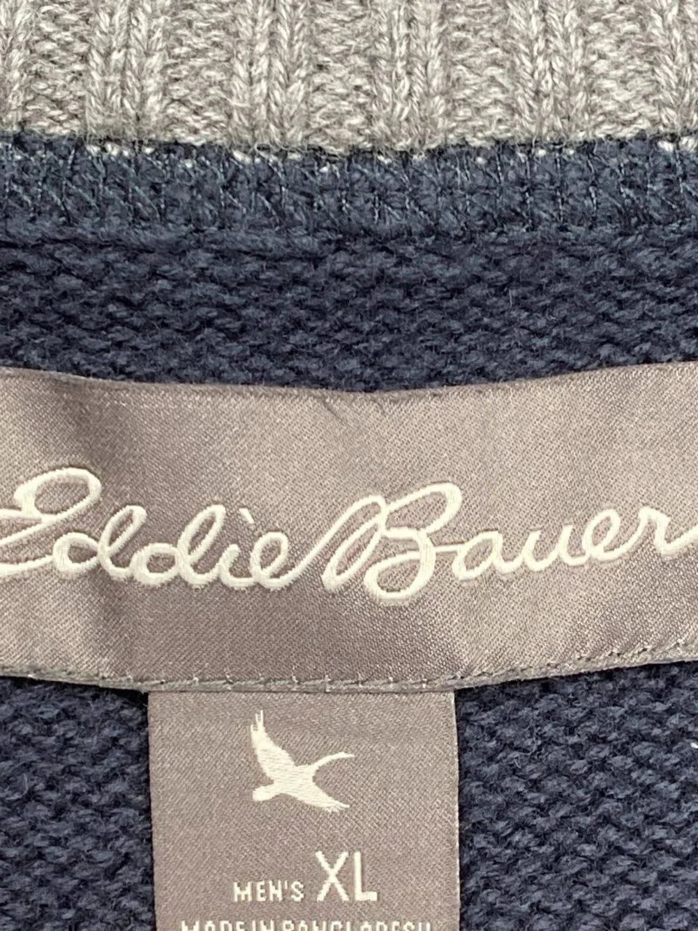 Eddie Bauer 1/4 Zip Ribbed Knit Sweater Top Men's XL Blue Casual - Picture 5 of 13